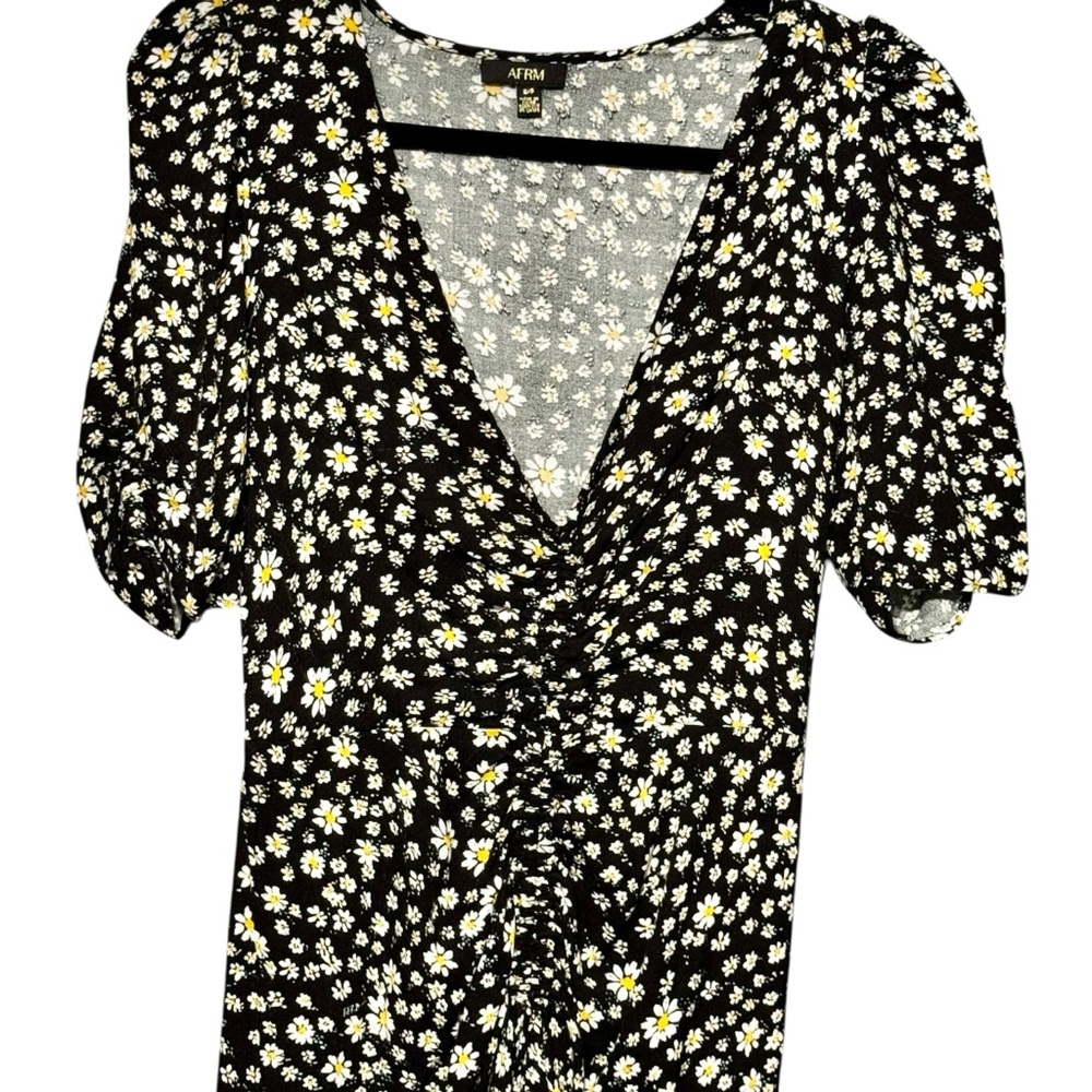 AFRM Macy Daisy Ditsy Floral Print Shirred Maxi 90s Y2K Puff Sleeve Dress - Picture 3 of 13